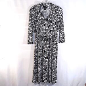 Style & Co. Black and White A Line 3/4 Sleeve Dress Size Petite Large